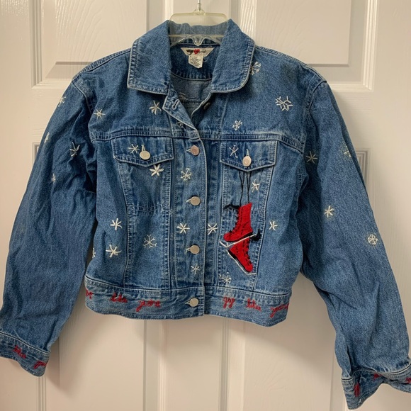 Vintage Y2K Girl’s Gap Embroidered Jean Jacket SZ XL - Picture 1 of 7